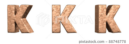 Letter K from Copper letters alphabet collection set. Isolated. 3D Rendering 88748778