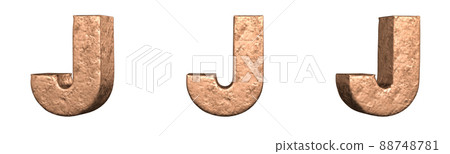 Letter J from Copper letters alphabet collection set. Isolated. 3D Rendering 88748781