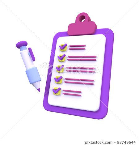 clipboard and pencil illustration background 3D render icon for business clipboard and pencil illustration background 3D render icon for business 88749644