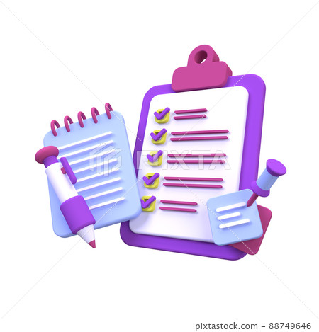 clipboard and pencil illustration background 3D render icon for business clipboard and pencil illustration background 3D render icon for business 88749646