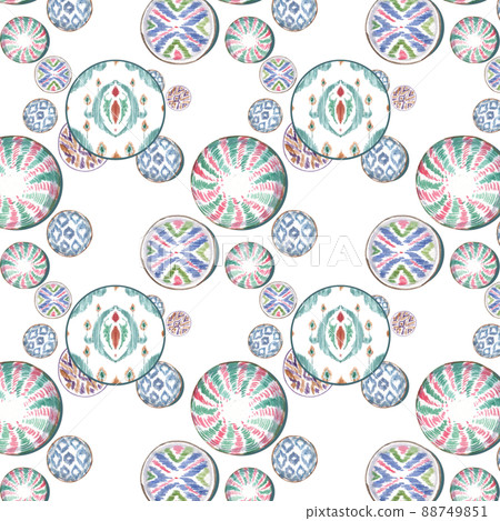 IKAT furniture interior seamless pattern watercolor 88749851