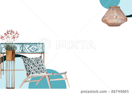 IKAT furniture interior frame watercolor IKAT furniture interior frame watercolor 88749865