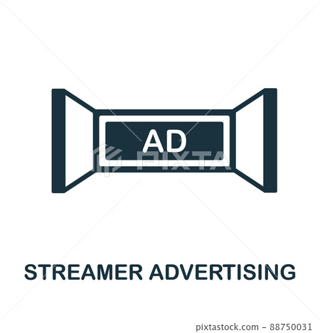 Streamer Advertising flat icon. Colored element sign from outdoor advertising collection. Flat Streamer Advertising icon sign for web design, infographics and more. 88750031