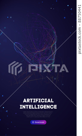 Ai digital brain. Artificial intelligence woman. Human head robot digital technology background. Ai digital brain. Artificial intelligence woman. Human head robot digital technology background. 88750441