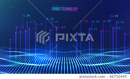 Technology cloud world. Networked systems vector concept. Blue background smart city concept. eps 10 88750445
