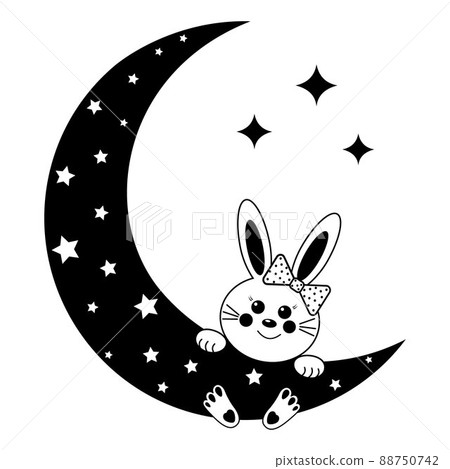 hare on the moon, color isolated vector... - Stock Illustration ...