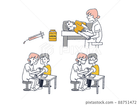 與註射相關的人物插圖集 可笑的手寫人物矢量，線條畫上的顏色 88751472