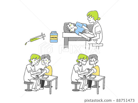 與註射相關的人物插圖集 可笑的手寫人物矢量，線條畫上的顏色 88751473