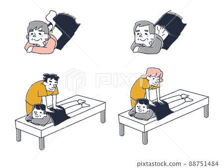 Person illustration set of osteopathic clinic and acupuncture clinic Comical handwritten person vector, color on line drawing 88751484