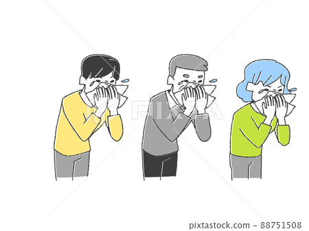 打噴嚏的人集 可笑的手寫人矢量、線條畫和顏色 打噴嚏的人集 可笑的手寫人矢量、線條畫和顏色 88751508