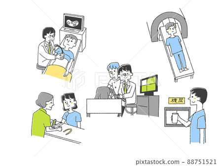 與內臟相關的檢查插圖集 可笑的手寫人矢量,線條畫上的顏色 與內臟相關的檢查插圖集 可笑的手寫人矢量,線條畫上的顏色 88751521