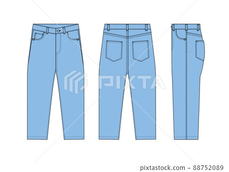 Loose denim loose jeans vector template illustration | Washed 88752089
