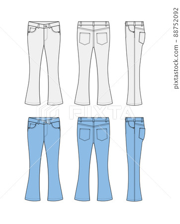 Bootcut 牛仔布 / Bootcut 牛仔褲矢量模板插圖集 Bootcut 牛仔布 / Bootcut 牛仔褲矢量模板插圖集 88752092