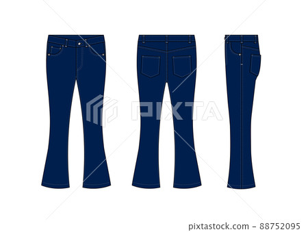 Bootcut 牛仔布 / Bootcut 牛仔褲矢量模板插圖 | Indigo 88752095