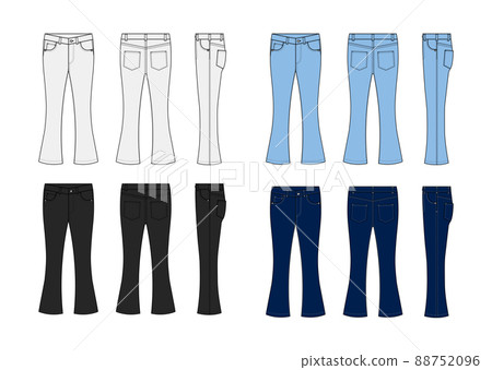 Boot-cut denim / boot-cut jeans vector template illustration set 88752096
