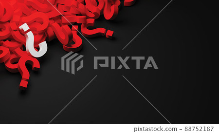 Questions marks on black background with copy space 3d render 88752187