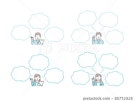 年輕男女上班族上身插圖+氣球（人物空間）/介紹、靈感、解釋 88752828