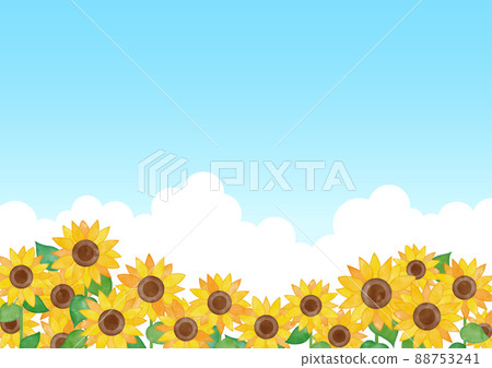 Watercolor summer sunflower frame 88753241