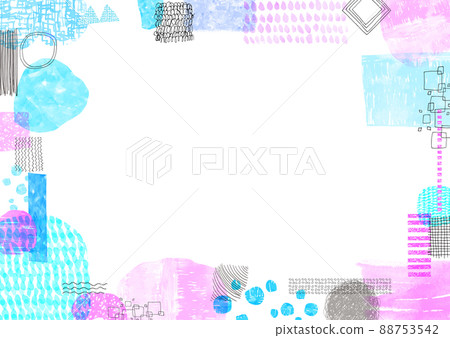 Watercolor collage decorative frame 88753542