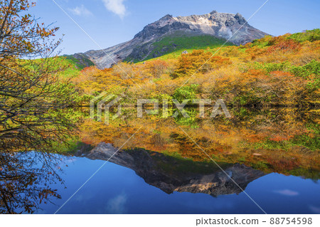 Autumn Mt. Nasu (Mt. Chausu) Reflection of gourd pond [Nasushiobara City, Tochigi Prefecture] 88754598