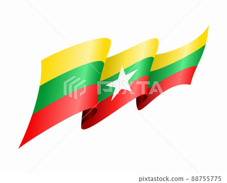 Myanmar flag wavy abstract background. Vector illustration. Myanmar flag wavy abstract background. Vector illustration. 88755775