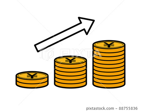 增加堆積的日元硬幣的例證 88755836