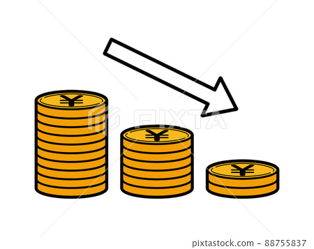 減少堆疊日元硬幣的插圖 88755837