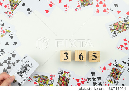 Playing cards that add the joker to the sum of the numbers on all the cards to get 365 88755924