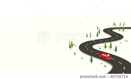 Red car running on a curve Red car running on a curve 88756714