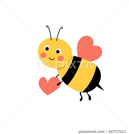 Cartoon bee mascot. A small bees flies. Wasp collection. Vector characters. Incest icon. Template design for invitation, cards. Doodle style Cartoon bee mascot. A small bees flies. Wasp collection. Vector characters. Incest icon. Template design for invitation, cards. Doodle style 88757011