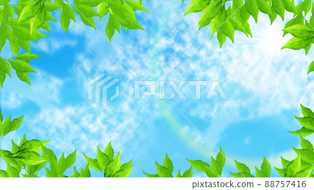 新鮮的綠色和藍色天空圖像背景 新鮮的綠色和藍色天空圖像背景 88757416
