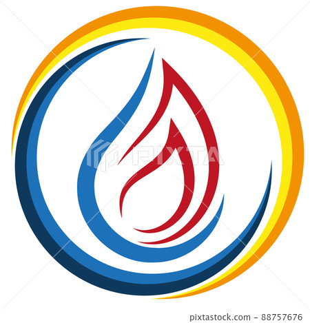 Flame, Water Drop, Plumber, Repairman, Installer, Logo 88757676