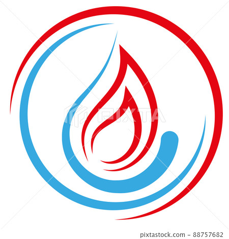 Flame, Water Drop, Plumber, Repairman, Installer, Logo 88757682