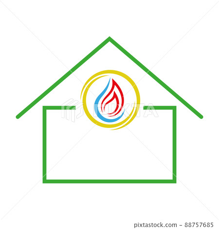 Flame, Water Drop, Plumber, Repairman, Installer, Logo 88757685