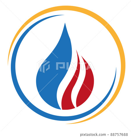 Flame, Water Drop, Plumber, Repairman, Installer, Logo 88757688