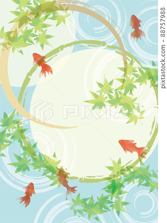 清爽的水彩風格金魚夏水 88757988
