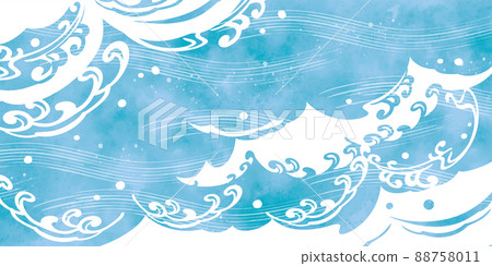 Wave Japanese style illustration background Wave Japanese style illustration background 88758011