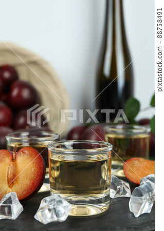 Concept of alcohol with plum vodka, close up 88758491