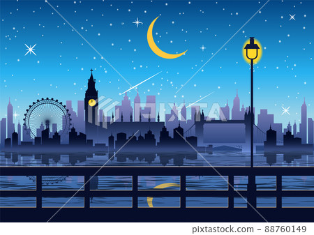 silhouette design of london at night silhouette design of london at night 88760149