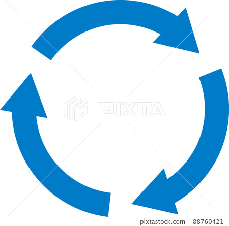 箭頭（循環）循環圖標藍色回收旋轉箭頭 88760421