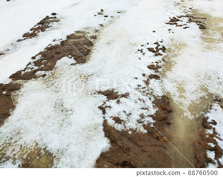 The Natural background. Melting snow on land at spring length of time 88760500