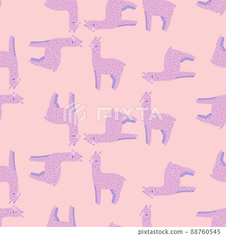 Cheerful alpaca seamless pattern. Background with funny llama in doodle style for fabric. Cheerful alpaca seamless pattern. Background with funny llama in doodle style for fabric. 88760545