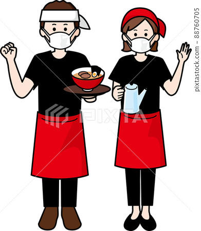 拉麵店工作人員戴口罩男女 88760705