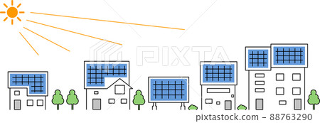 太陽能電池板城市景觀的插圖/矢量零件材料 88763290