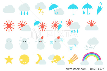 Weather forecast mark icon set Weather forecast mark icon set 88763374