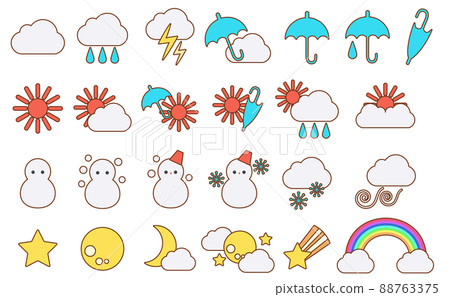 Weather forecast mark icon set 88763375
