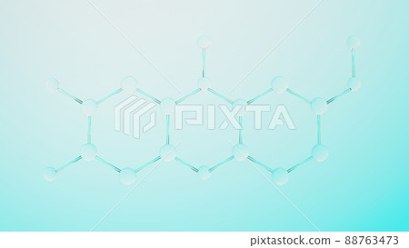 3d render of simple chemical bond in side cell or molecules. The associated of atoms, ions, bond and molecules. Liquid drop bubble background. Covalent bond. Biochemical interaction. 88763473