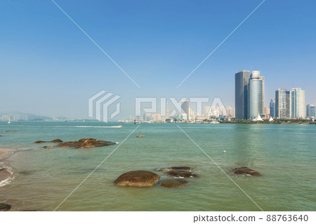 Xiamen, Fujian, China Xiamen, Fujian, China, Xiamen, Xiamen Island, seen from Gulangyu 88763640