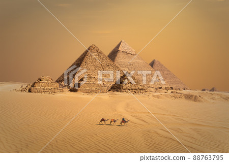 The Pyramids in the sunset desert of Giza, Egypt The Pyramids in the sunset desert of Giza, Egypt 88763795