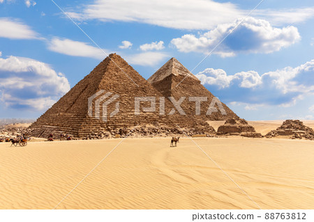 Giza desert with Famous Pyramids of Egypt, beautiful day view 88763812